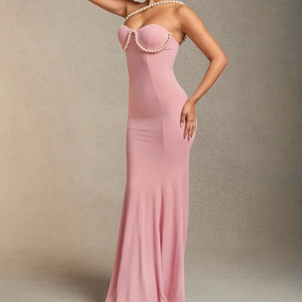 Pink Elegant Women's bodycon maxi mermaid dress